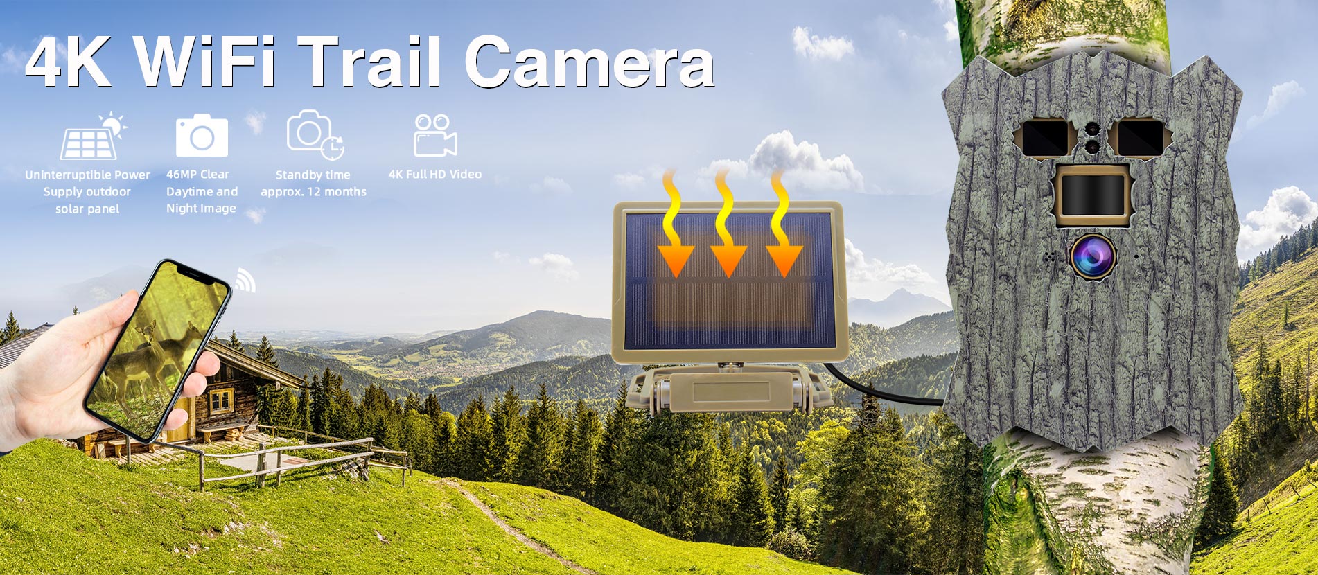 4K solar-powered wifi Trail Camera